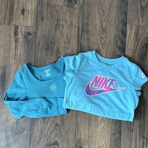 Nike Kids Blue Logo T-Shirt & Oshkosh Bgosh long-sleeve ribbed tee